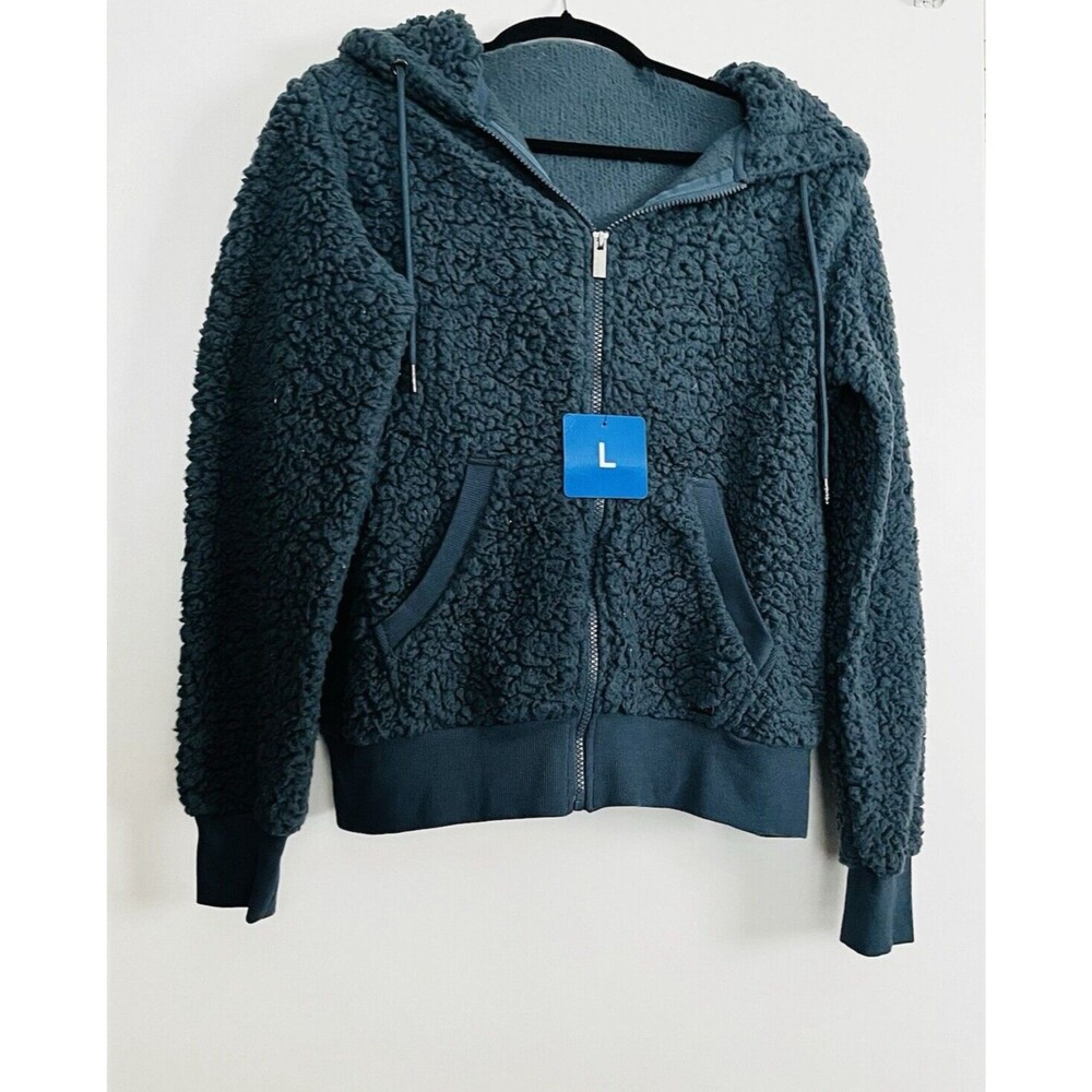 Marc New York Performance Teddy Fleece Hoodie Sz Large Sherpa Full‎ Zip Jacket